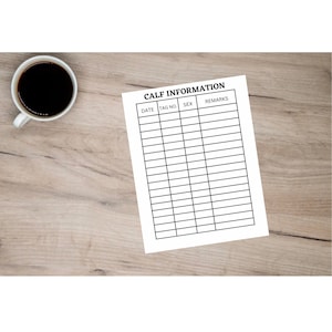 Calving Printable Log Book, Calf Records, Livestock Records, Cow Calf Log Book