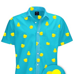 Fun Shirt For Mens Button-up, Rubber Duck Button Down Short Sleeve, Funny Toys Printed