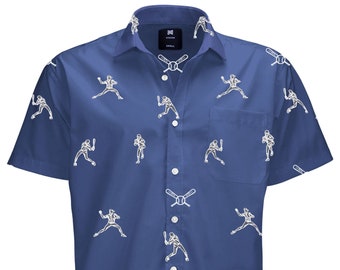 Fun Shirt For Mens Button-up, Sports Button Down Short Sleeve, Base Ball Printed