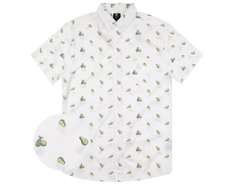 Avocado Button Down Short Sleeve, Fun Shirt For Mens Button-up, Funny Food, Printed Mexican Food