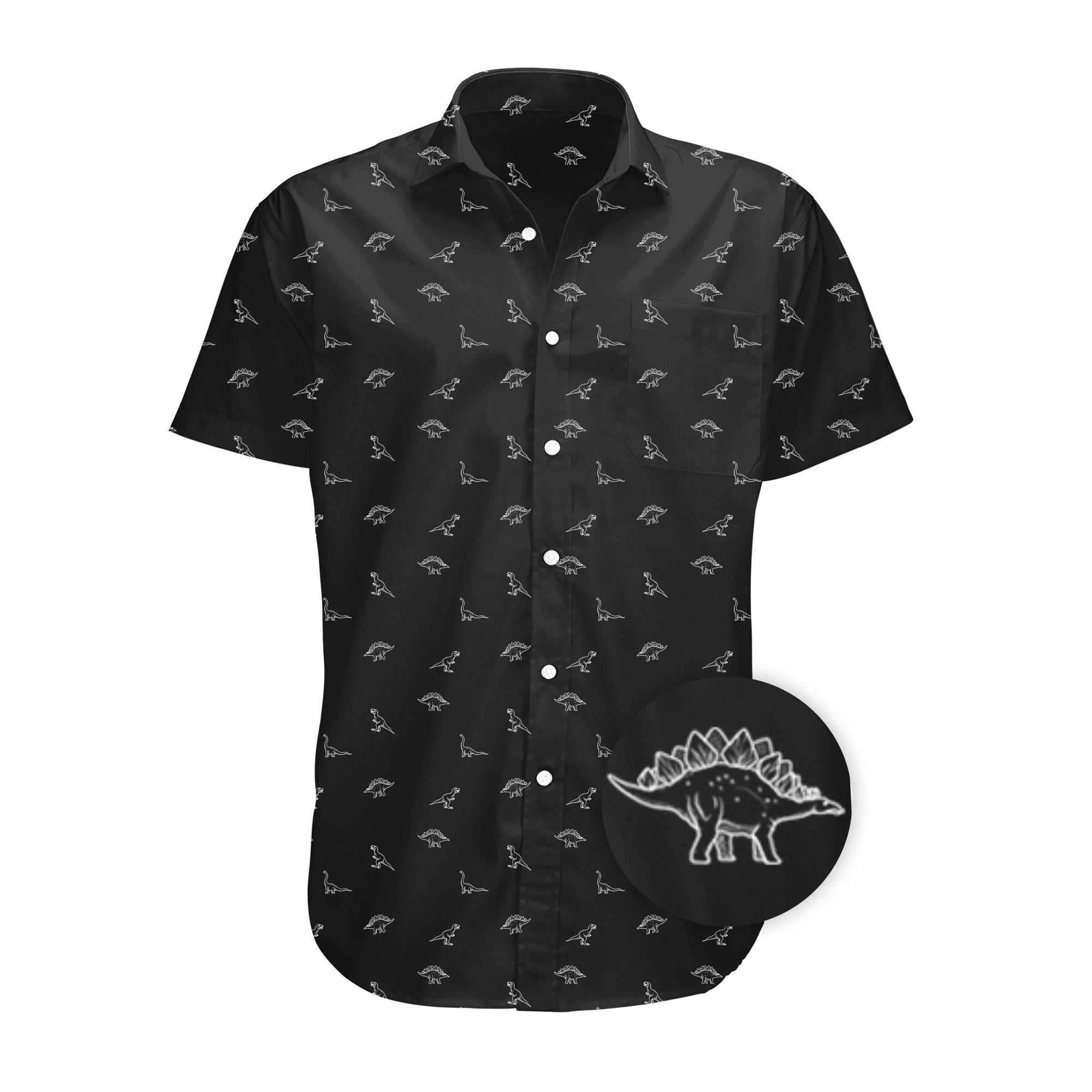 Fun Shirt for Mens Buttonup Dinosaur Button Down Short Etsy