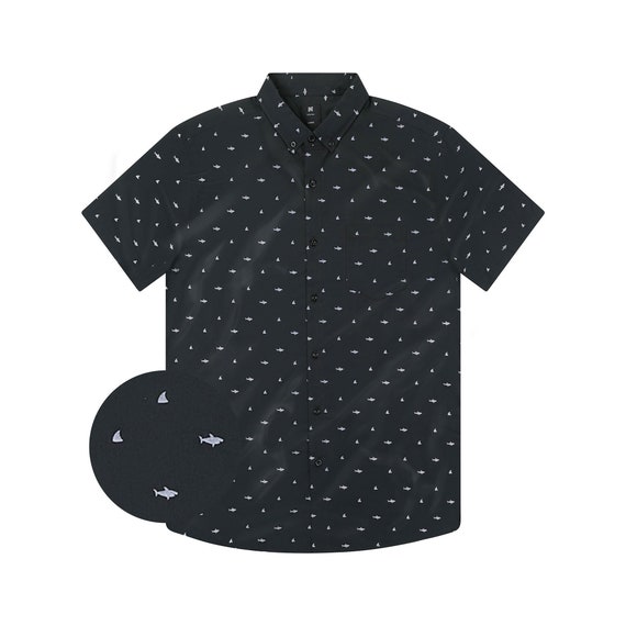 Black and white short sleeve button up deals
