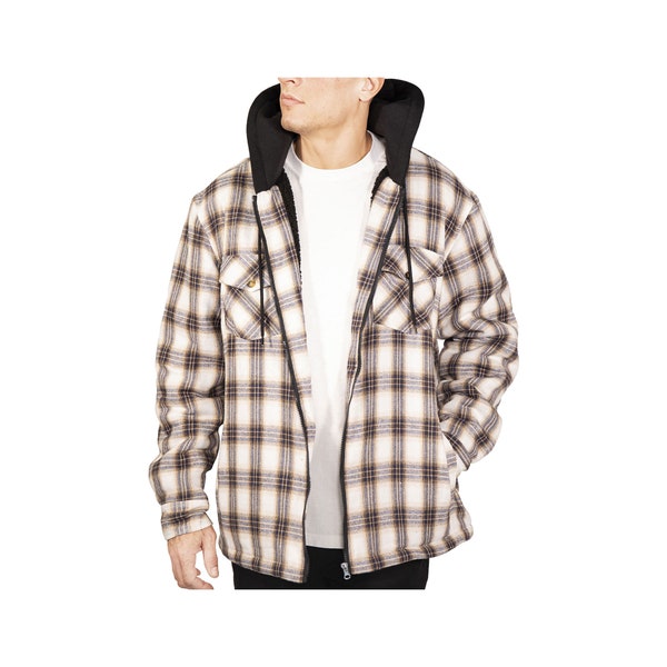 Visive Mens Heavy Flannel Shirt Jacket for Mens Big and Tall Zip Up Fleece W/Hood Size M - 5XL