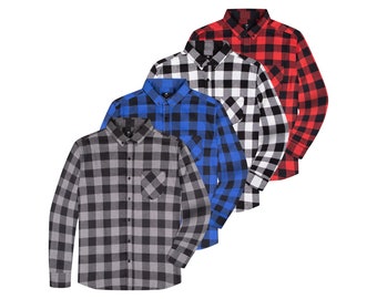 Visive Pack of 4 Flannel Shirts for Men Long Sleeves Soft Heavy Lined Mens Flannels Plaid Button Down Flannel Shirts