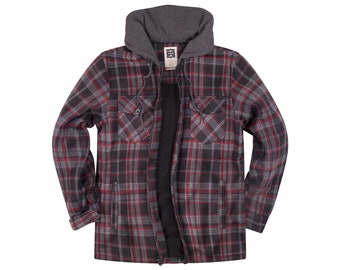 Visive Mens Heavy Flannel Shirt Jacket for Mens Big and Tall Zip Up Fleece  W/Hood Size M 5XL