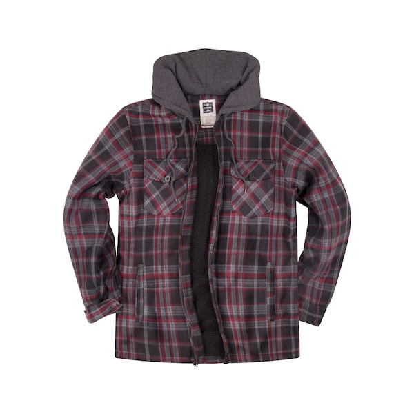 Visive Mens Heavy Flannel Shirt Jacket for Mens Big and Tall Zip Up Fleece W/Hood Size M - 5XL