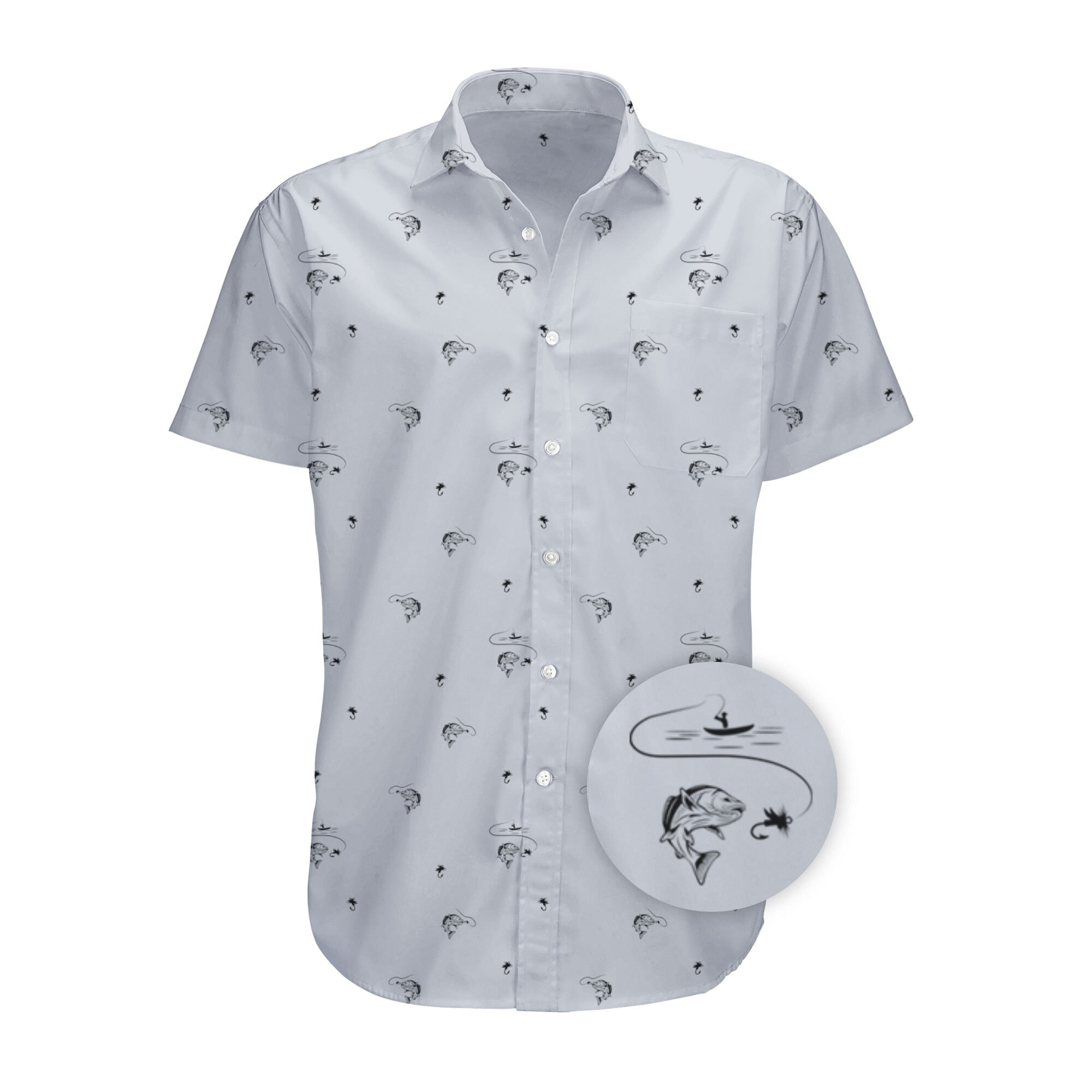 Buy Fun Shirt for Mens Button-up, Fish Button Down Short Sleeve, Funny Fish  Printed Online in India 