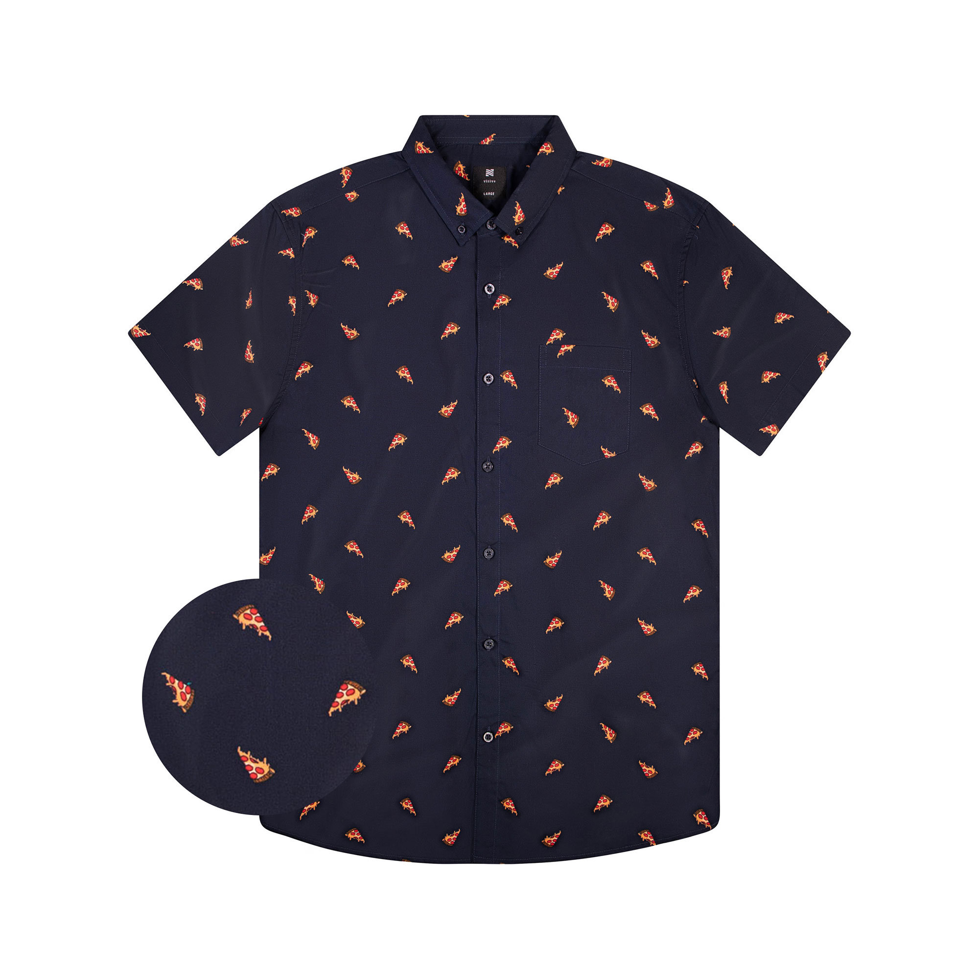 pizza button up shirt