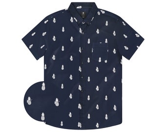Fun Shirt For Mens Button-up, Pineapple Oxford Button Down Short Sleeve, Funny Fruits Printed