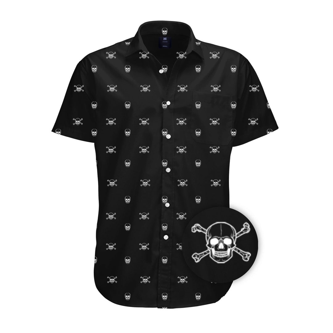 Fun Shirt for Mens Button-up Black Skull Button Down Short - Etsy