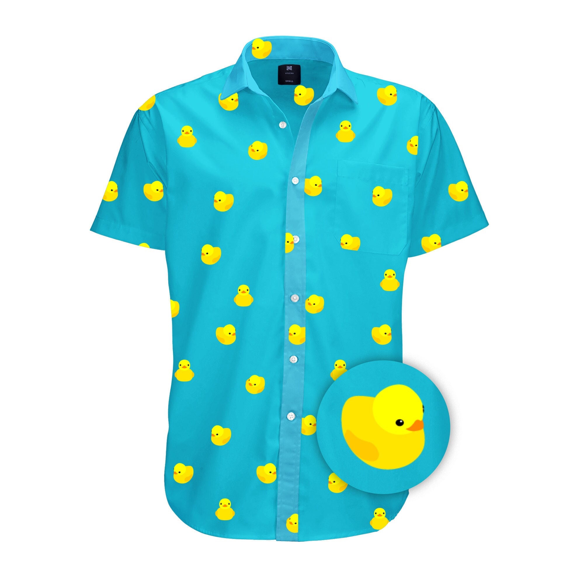  Yellow Rubber Duck Casual Button Down Shirt Mens Short-Sleeved  Shirt Novelty Summer Holiday Shirts : Clothing, Shoes & Jewelry