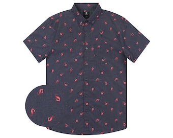 Fun Shirt For Mens Button-up, Shrimp Navy Button Down Short Sleeve, Funny Food, Printed Mexican Food