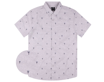 Nautical Lobster Button-Up | Short Sleeve Collar Shirt | Coastal Print Top | Funny Fish Printed Sea Food