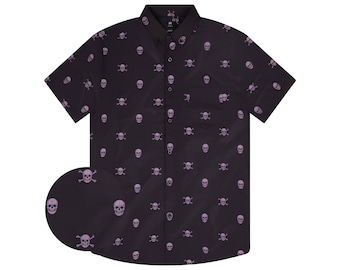 Skull & Crossbones Button Down - Mens Printed Shirt , Skeleton