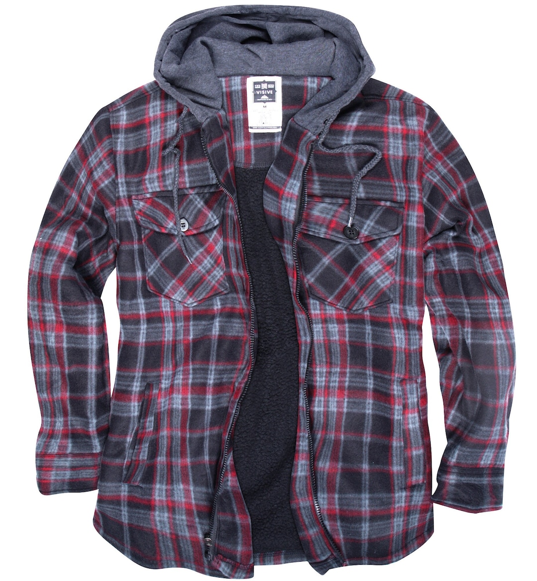 Visive Mens Heavy Flannel Shirt Jacket for Mens Big and Tall Zip up ...