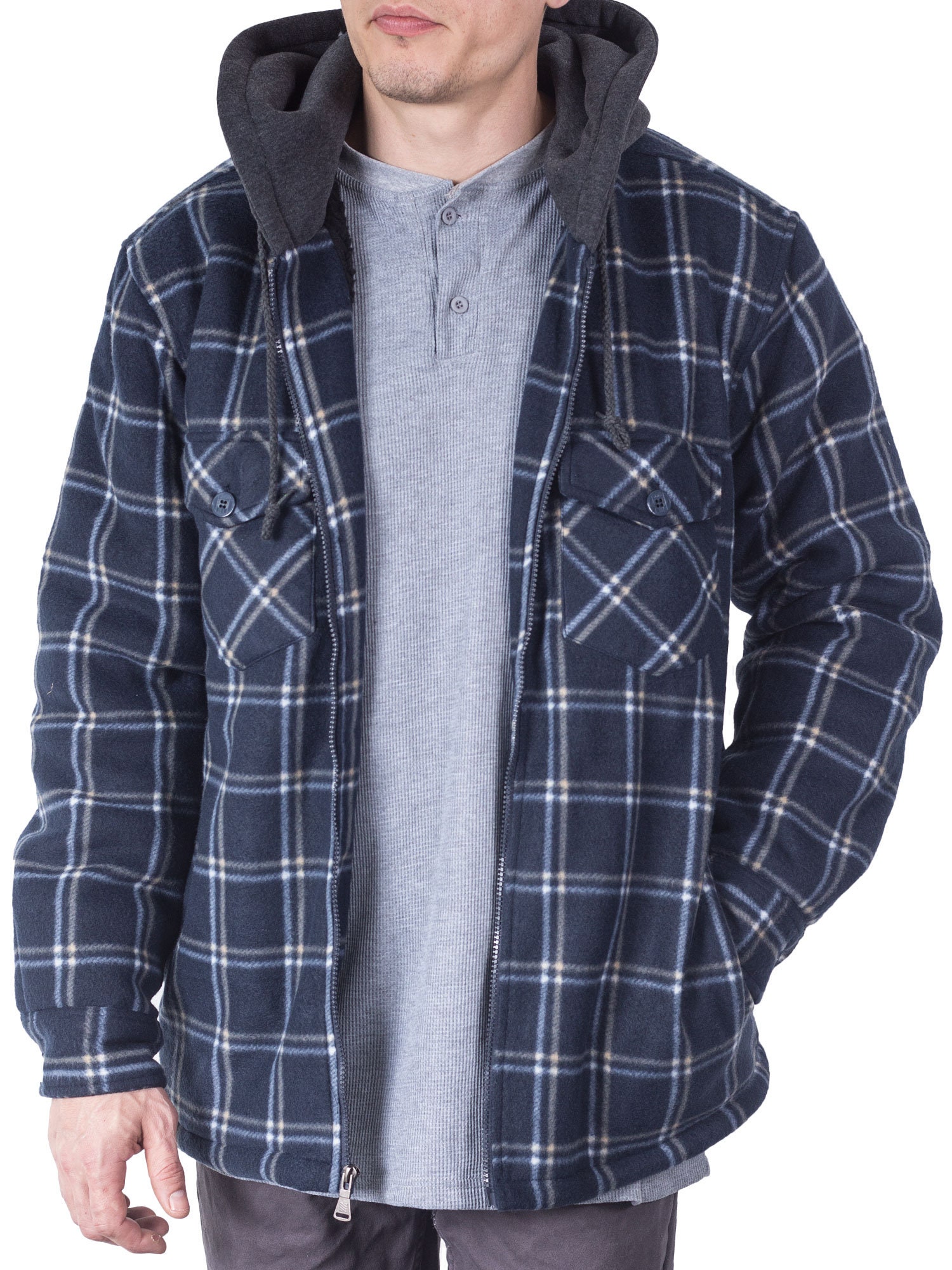 Visive Mens Heavy Flannel Shirt Jacket for Mens Big and Tall Zip up