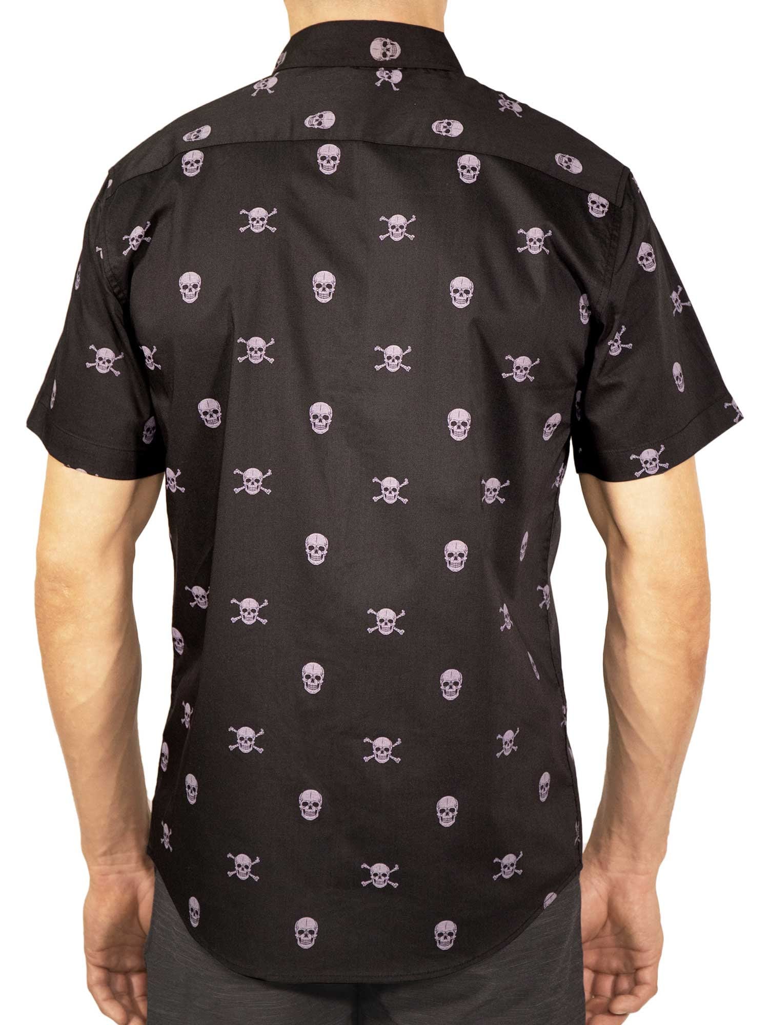 Skull & Crossbones Button Down - Mens Printed Shirt , Skeleton
