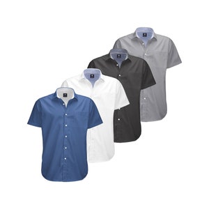 Oxford Men’s Dress Shirt, 4 Pack, Short Sleeve Button Down, Casual Fit with Big and Tall Sizes, Solid Modern Colors