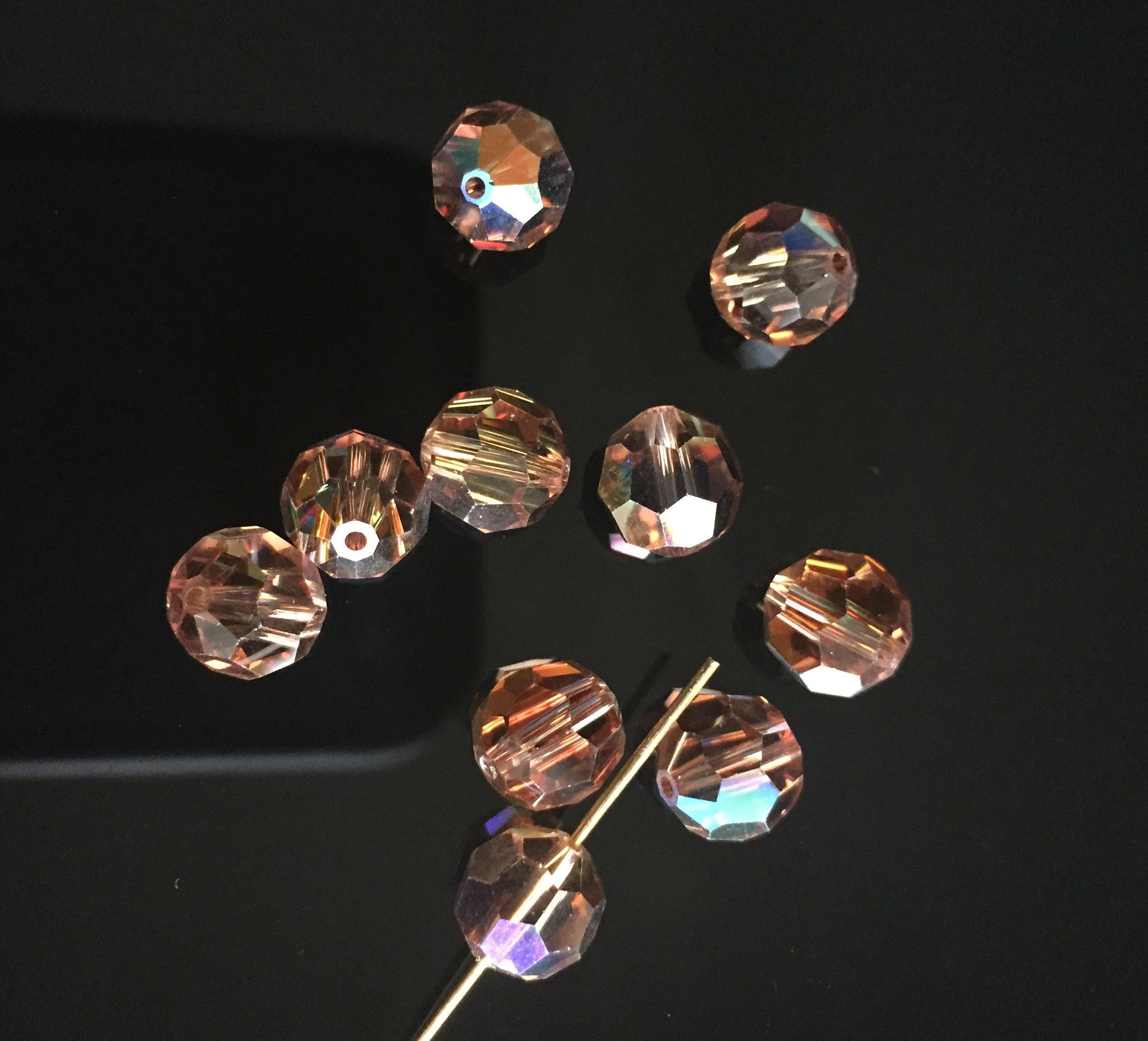 12 pcs Vintage Swarovski Crystal Faceted Round Beads Art.5000 – Light Colorado Topaz AB: 8mm, Closeout, Lowest wholesale price 12 pcs Vintage Swarovski Crystal Faceted Round Beads Art.5000 – Light Colorado Topaz AB: 8mm, Closeout, Lowest wholesale price