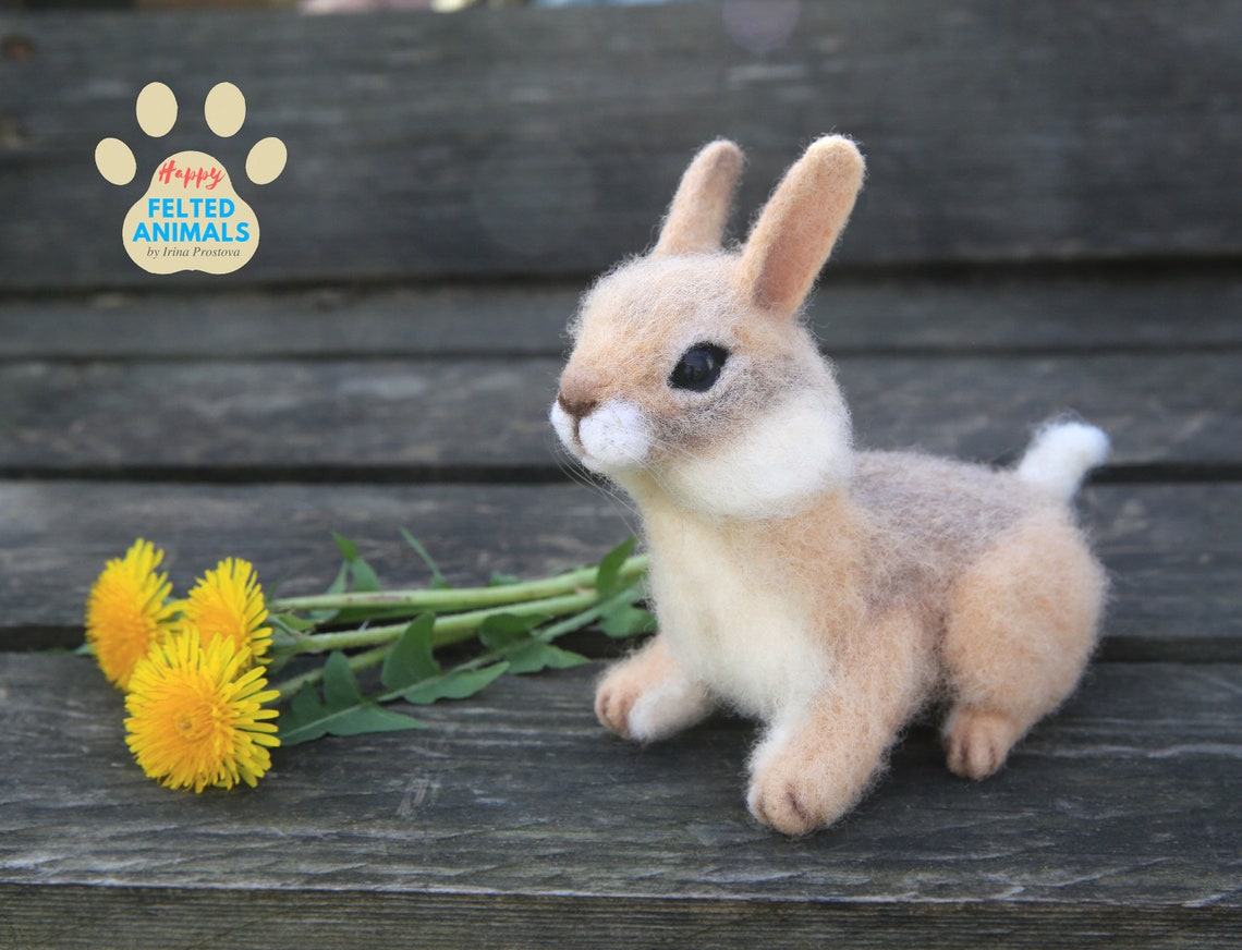 Rabbit Needle Felting Tutorial Wool Felt Bunny Pattern Etsy