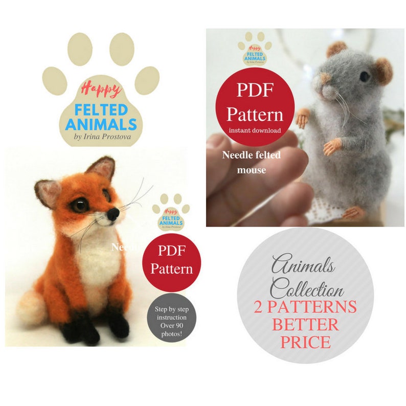 Plump Fox Tutorial Felted Toys PDF Pattern Download Needle Felting