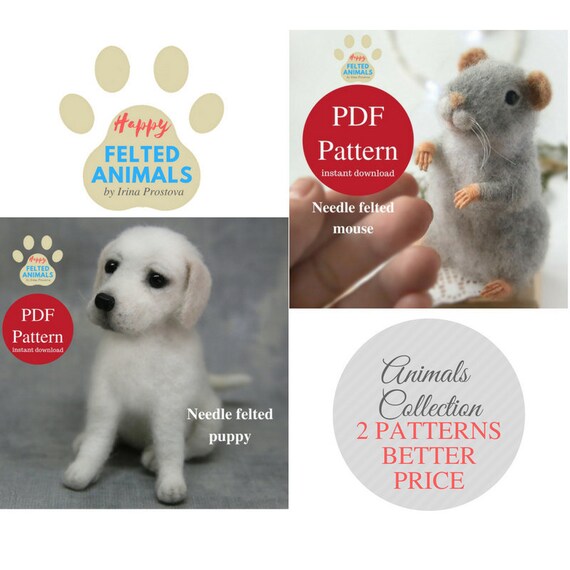 Puppy Plush Dog Pattern Needle Felting Animals Tutorial Needle Etsy
