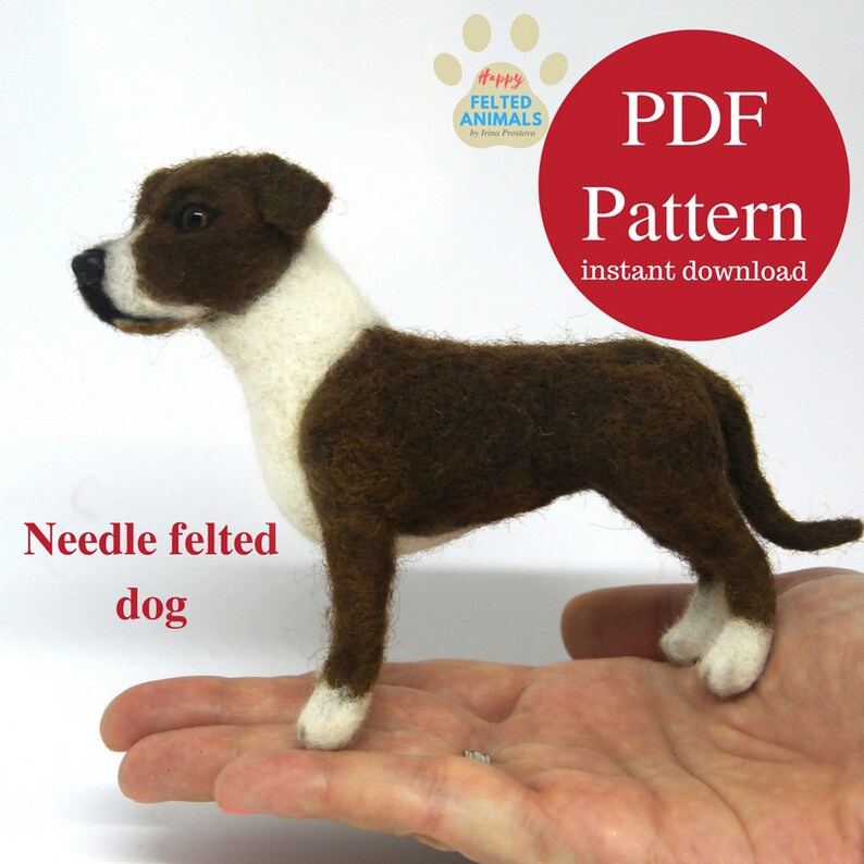 Needle Felted Dog Pattern Realistic Dog Tutorial Wool Felt Etsy