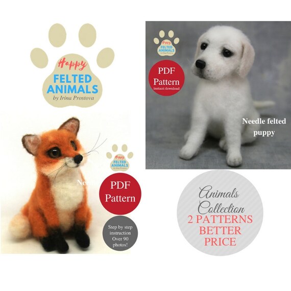 Puppy Plush Dog Pattern Needle Felting Animals Tutorial Needle Etsy