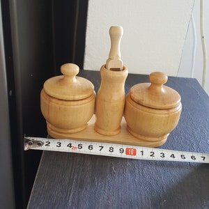 Beech Wood Salt and Pepper Bowl Set