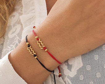 Wassermann Armband: 24k Gold Sternzeichen, verstellbarer Kordel