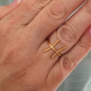 Pisces Zodiac Sign Rings, PISCES Sign, Horoscope Gold Rings, February March Birthday Gift, Astrology Sign Jewelry, Unisex Zodiac Ring