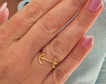 Sagittarius Zodiac Ring, 24K Gold Plated Brass, Astrology Gift