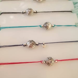 SEA Urchin Bracelet, Silver Sea Urchin Charms, Sea Urchin Jewelry For Gift, Cowrie Shell Bracelets, Sea Lover Jewelry, Beach Summer Bracelet