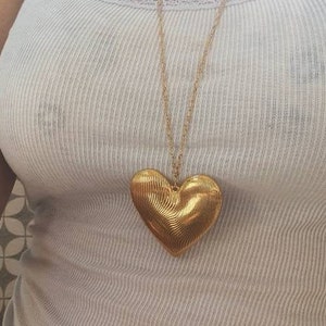 Big Gold Heart Necklace, Large Heart Gold Chain Necklace, Heart Charm Jewelry, Gold Chain For Mother, Love Birthday HEART Pendant, Mom Gift image 5