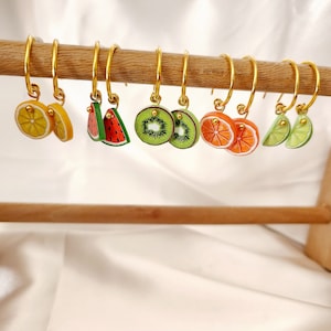 Fruit acrylic Drop Earings for Women and Girls, kiwi, Melon, Lemon, Orange, Strawberry, Dangle and Drop  Earrings, Pastel Colors Jewelry