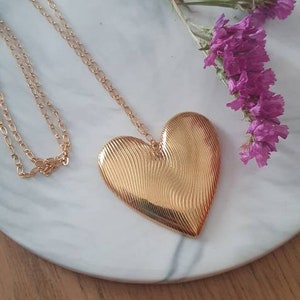 Big Gold Heart Necklace, Large Heart Gold Chain Necklace, Heart Charm Jewelry, Gold Chain For Mother, Love Birthday HEART Pendant, Mom Gift image 3