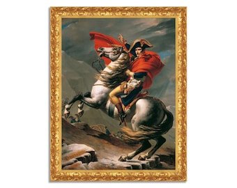 Quadro stampa su tela effetto dipinto con cornice in legno oro classico - Jacques-Louis David - Napoleon