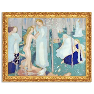 Quadro stampa su tela effetto dipinto con cornice in legno oro classico - Maurice Denis - Springtime