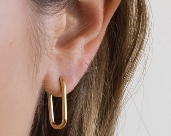 Zierliche Hoop Ohrringe, Minimalistische Gold Creolen, Geometrische Creolen Ohrringe, Einfache Ohrringe, Täglich Ohrringe