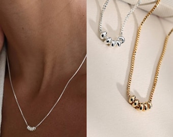 Dainty Silver Layering Necklace, Minimalist Tiny Silver Beads Necklace, Beaded Necklace, Thin Silver Necklace, Mothers Necklace, Boho