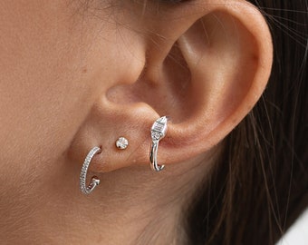Sterling Silver Ear Cuff, Huggie Ear Cuff, Minimal Ear Cuff, Dainty Ear Cuff, Delicate Ear Cuff, Silver No Pierce Earring, Ear Wrap, Boho