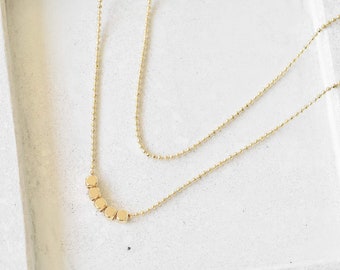 Gold Chain Necklace - Gold Layering Necklace - Gold Beads Necklace - Gold Stacking Necklace - Minimal Jewelry - Minimalist Necklace