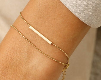 Gold Bar Bracelet, Minimal Gold Bracelet, Simple Gold Bracelet, Dainty Gold Bracelet, Minimalist Bracelet, Best Friend Gift, Mother gift