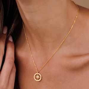 Dainty Gold Compass Necklace, Travelers Necklace, Graduation Gift, Gifts For Women, Necklaces for Women, North Star Necklace, Charm Necklace