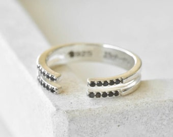 Open Ring - Dainty Silver Ring - Tiny Silver Ring - Thin Silver Ring - Minimal Ring - Silver Cz Ring - Minimalist Ring - Stacking Ring- BFF