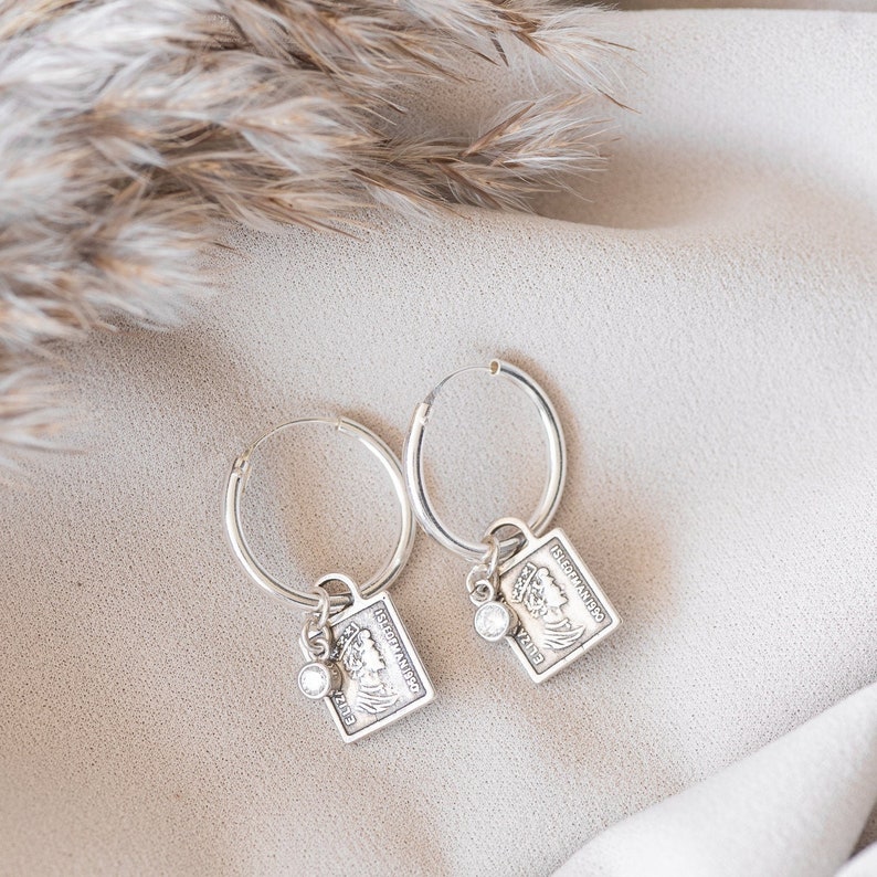 Antique Charm Earring Stacking Earring Sterling Silver Cz Etsy