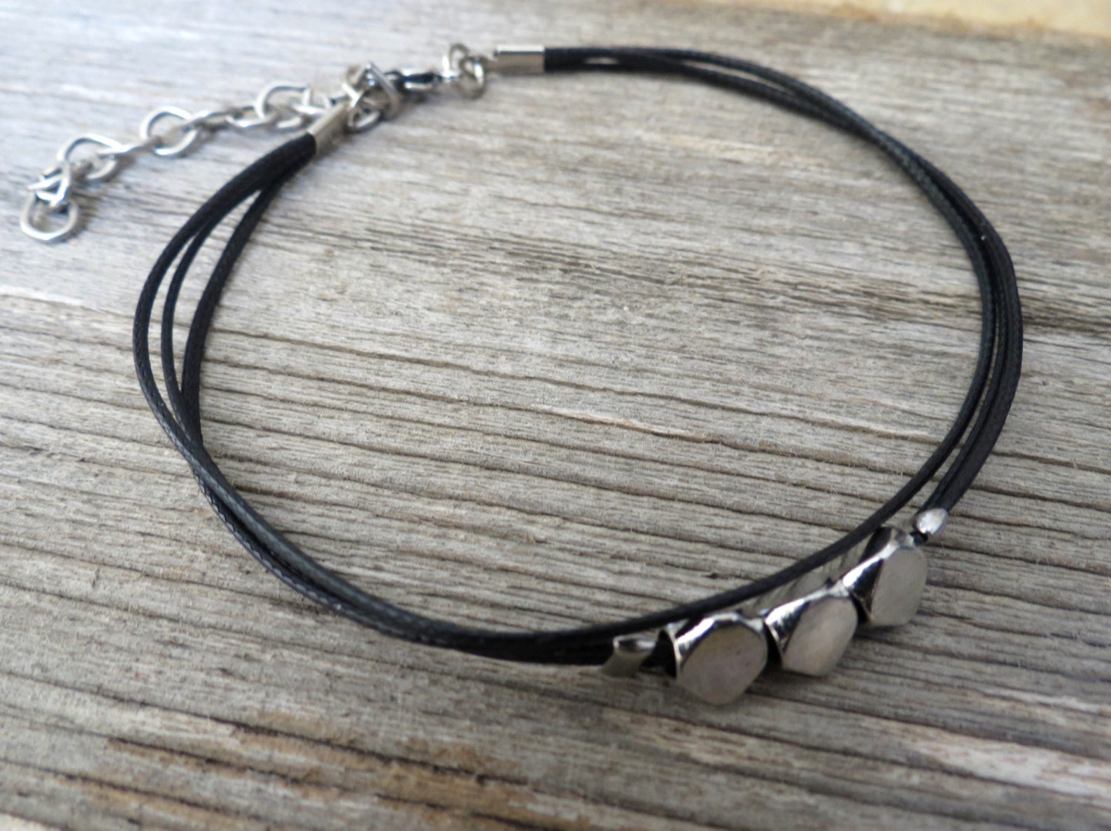 Black Anklet Black Ankle Bracelet Simple Beaded Anklet Cord Etsy