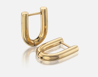 Dainty & Minimalist Oval Shape Hoop Earrings -Gold Hoop Earring 14k Gold Earring - Minimalist Gold Hoop Earring - Perfect Gift for Her
