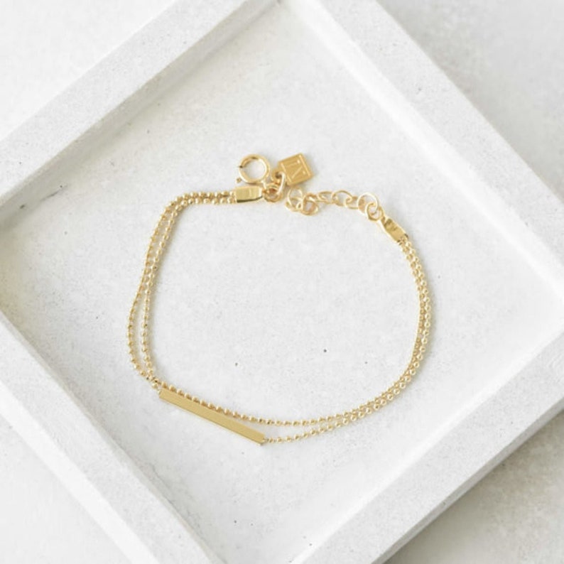 Gold Bar Bracelet Minimal Gold Bracelet Simple Gold Etsy