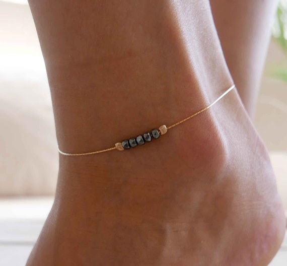 gold bead anklet